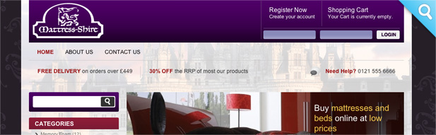 mattress shire ecommerce 3i media website design